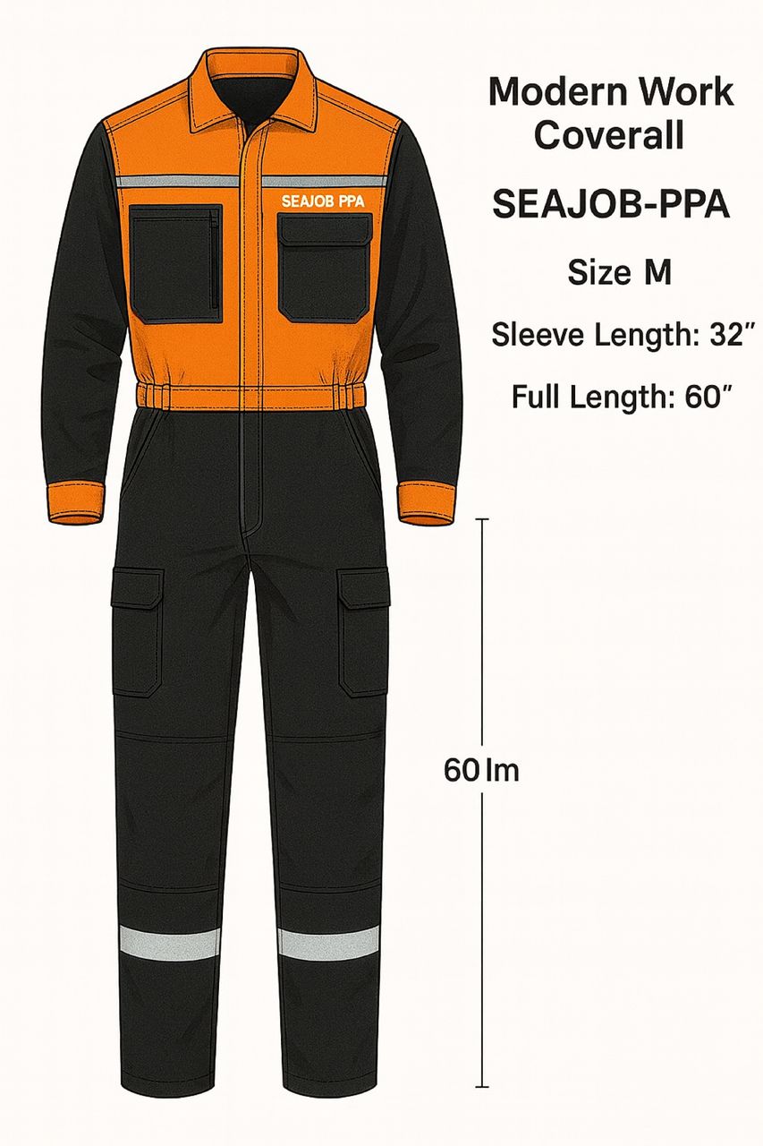 لباس کار یکسره مهندسی مدل SEAJOB-PPA سرمه ای نارنجی